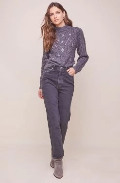 Emma Puff Sleeve Sweater -Chic Outfit Shop ACT16279 MIDNIGHT 1 2