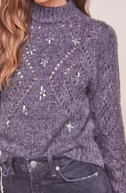 Emma Puff Sleeve Sweater -Chic Outfit Shop ACT16279 MIDNIGHT 3