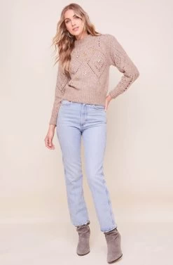 Emma Puff Sleeve Sweater -Chic Outfit Shop ACT16279 LATTE 1
