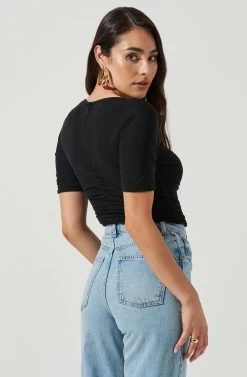 Zelda Ruched Bodysuit 13 Zelda Ruched Bodysuit -Chic Outfit Shop ACT16292 BLACK 4