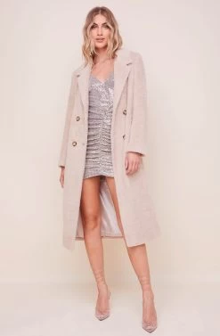 Daria Midi Coat -Chic Outfit Shop ACT16311 SAND 1
