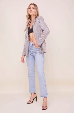 Ayla Metallic Plisse Blazer