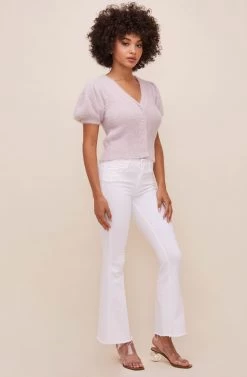 Alba Puff Sleeve Cardigan -Chic Outfit Shop ACT16475 LIGHTMAUVE 1