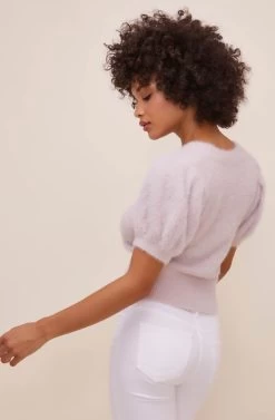 Alba Puff Sleeve Cardigan -Chic Outfit Shop ACT16475 LIGHTMAUVE 7