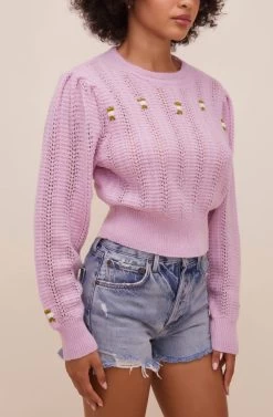 Taya Floral Embroidered Sweater -Chic Outfit Shop ACT16514 LILAC 5