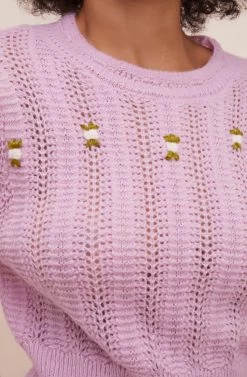 Taya Floral Embroidered Sweater -Chic Outfit Shop ACT16514 LILAC 7