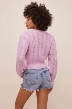 Taya Floral Embroidered Sweater -Chic Outfit Shop ACT16514 LILAC 9