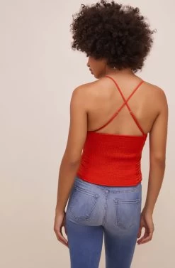 Helma Pleated Top -Chic Outfit Shop ACT16545 HOTORANGE 6