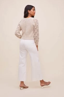Angelica Pointelle Knit Cardigan -Chic Outfit Shop ACT16550 CREAM 5