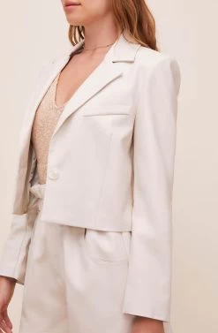 Yaremi Faux Leather Jacket -Chic Outfit Shop ACT16553 SAND 3