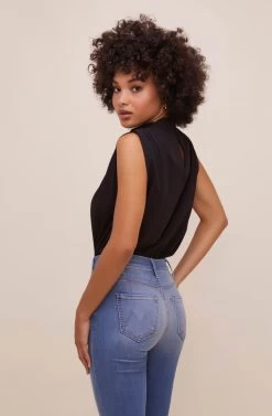 Remi Mock Neck Sleeveless Bodysuit -Chic Outfit Shop ACT16564 BLACK 9