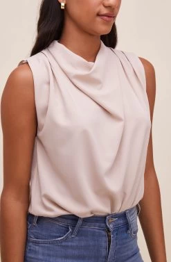 Remi Mock Neck Sleeveless Bodysuit -Chic Outfit Shop ACT16564 SAND 4