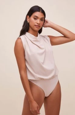 Remi Mock Neck Sleeveless Bodysuit -Chic Outfit Shop ACT16564 SAND 7