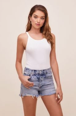 Denisse Ribbed Knit Bodysuit -Chic Outfit Shop ACT16588 WHITE 5