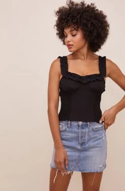 Tamaya Ruffle Smocked Top 30 Tamaya Ruffle Smocked Top -Chic Outfit Shop ACT16601L BLACK 3