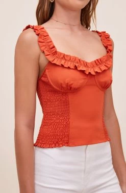 Tamaya Ruffle Smocked Top 37 Tamaya Ruffle Smocked Top -Chic Outfit Shop ACT16601L REDORANGE 10