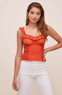 Tamaya Ruffle Smocked Top 32 Tamaya Ruffle Smocked Top -Chic Outfit Shop ACT16601L REDORANGE 3