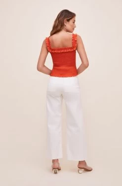 Tamaya Ruffle Smocked Top 35 Tamaya Ruffle Smocked Top -Chic Outfit Shop ACT16601L REDORANGE 6