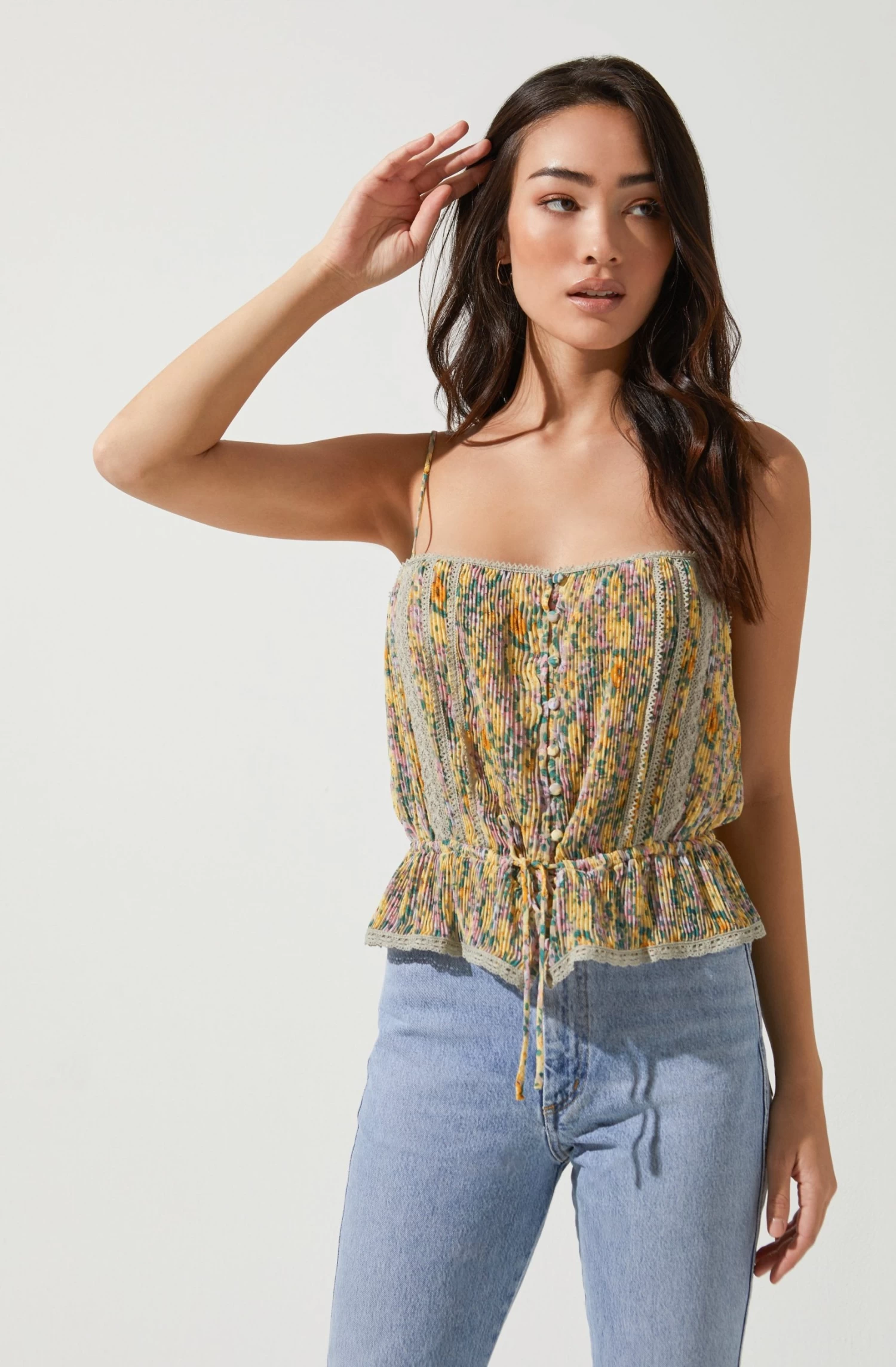 Flora Pleated Square Neck Top 4 Flora Pleated Square Neck Top - Image 2