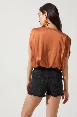 Naoko Pleated Sleeveless Top -Chic Outfit Shop ACT16679 CIDER 4