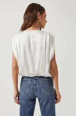 Naoko Pleated Sleeveless Top -Chic Outfit Shop ACT16679 WHITE 4