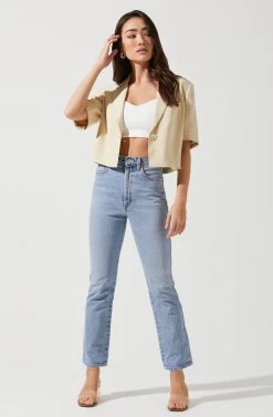 Melrose Short Sleeve Jacket -Chic Outfit Shop ACT16704 NATURAL 1