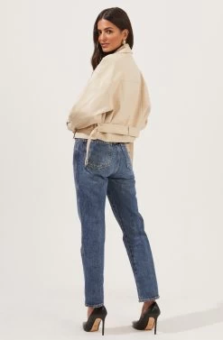 Rubia Faux Leather Moto Jacket -Chic Outfit Shop ACT16740 CREAM 4
