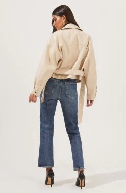 Rubia Faux Leather Moto Jacket -Chic Outfit Shop ACT16740 CREAM 5