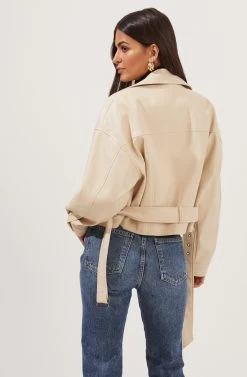 Rubia Faux Leather Moto Jacket -Chic Outfit Shop ACT16740 CREAM 6