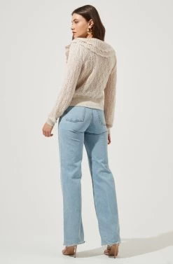 Everlong Scalloped Collar Pointelle Cardigan 9 Everlong Scalloped Collar Pointelle Cardigan -Chic Outfit Shop ACT16758 IVORY 2 2