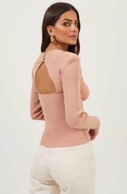 Rosa Scoop Neck Cutout Sweater -Chic Outfit Shop ACT16763 BLUSH 4