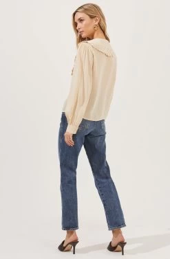 Evelyn Oversized Frilly Collar Button Down Top -Chic Outfit Shop ACT16779 CREAM 4