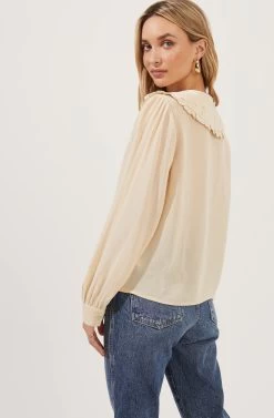 Evelyn Oversized Frilly Collar Button Down Top -Chic Outfit Shop ACT16779 CREAM 6