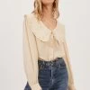 Evelyn Oversized Frilly Collar Button Down Top -Chic Outfit Shop ACT16779 CREAM 7