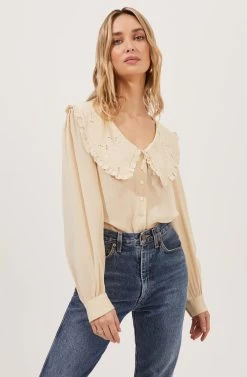 Evelyn Oversized Frilly Collar Button Down Top