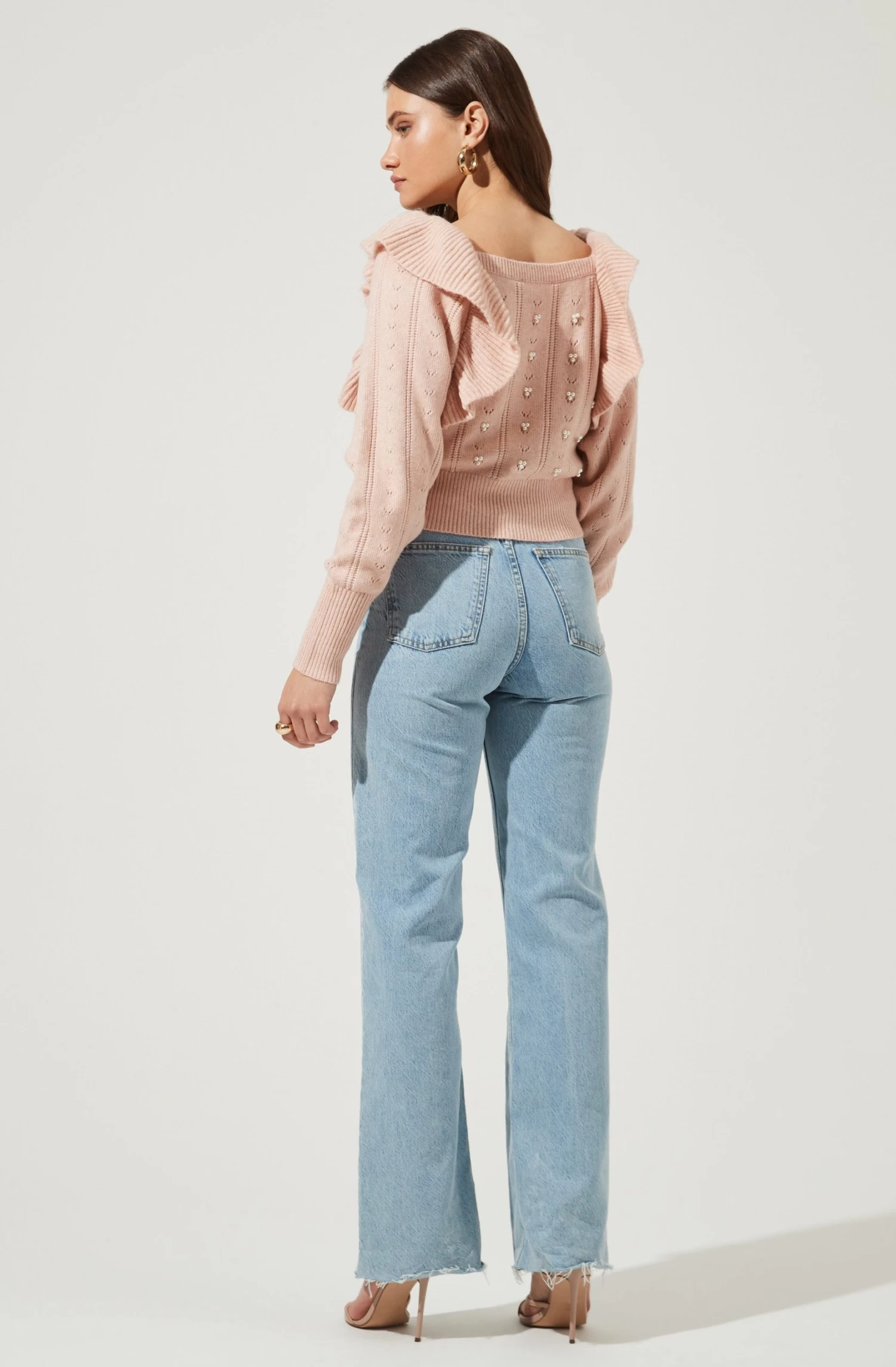 Cabot Ruffle Faux Pearl Embellished Sweater 4 Cabot Ruffle Faux Pearl Embellished Sweater - Image 2