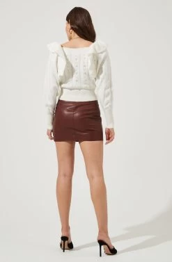 Cabot Ruffle Faux Pearl Embellished Sweater 15 Cabot Ruffle Faux Pearl Embellished Sweater -Chic Outfit Shop ACT16785 OFFWHITE 3