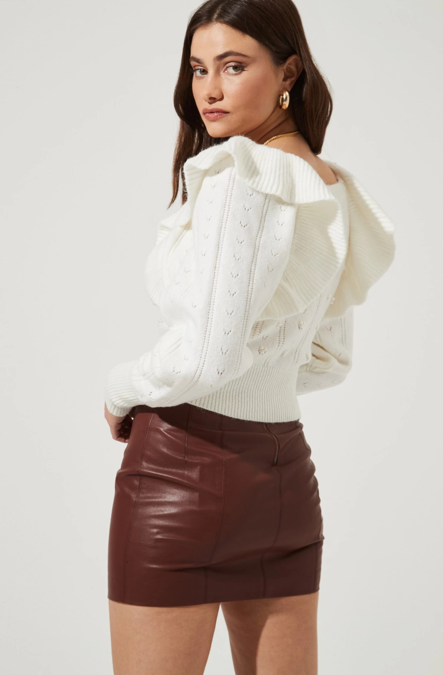 Cabot Ruffle Faux Pearl Embellished Sweater 10 Cabot Ruffle Faux Pearl Embellished Sweater - Image 8