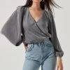 Valdez Pleated Wrap Top -Chic Outfit Shop ACT16791 SILVER 2 NEW