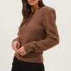Tuscany Shoulder Pad Sweater 2 Tuscany Shoulder Pad Sweater -Chic Outfit Shop ACT16797 BROWN 2