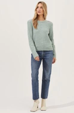 Tuscany Shoulder Pad Sweater 23 Tuscany Shoulder Pad Sweater -Chic Outfit Shop ACT16797 SAGE 1