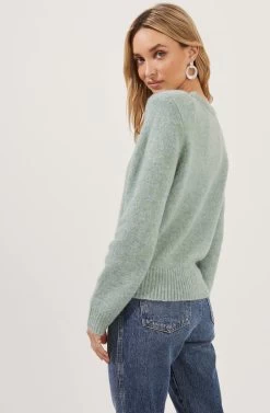 Tuscany Shoulder Pad Sweater 24 Tuscany Shoulder Pad Sweater -Chic Outfit Shop ACT16797 SAGE 6