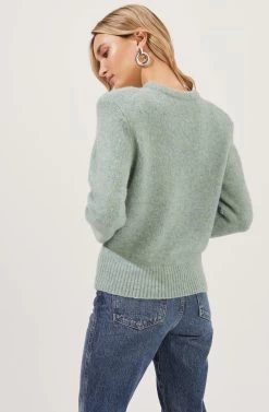 Tuscany Shoulder Pad Sweater 26 Tuscany Shoulder Pad Sweater -Chic Outfit Shop ACT16797 SAGE 7