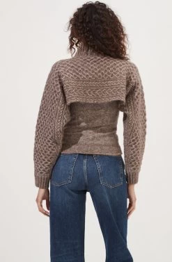 Imani Turtleneck Cable Knit Sweater Set -Chic Outfit Shop ACT16803 BROWN 4
