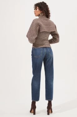 Imani Turtleneck Cable Knit Sweater Set -Chic Outfit Shop ACT16803 BROWN 5