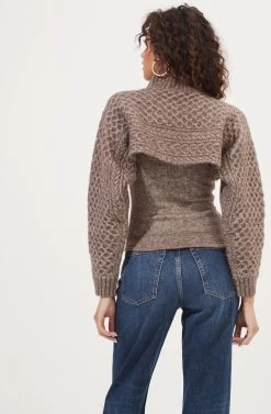 Imani Turtleneck Cable Knit Sweater Set -Chic Outfit Shop ACT16803 BROWN 6