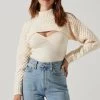 Imani Turtleneck Cable Knit Sweater Set -Chic Outfit Shop ACT16803 CREAM 2