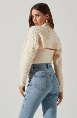 Imani Turtleneck Cable Knit Sweater Set -Chic Outfit Shop ACT16803 CREAM 3