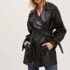 Peoria Belted Faux Leather Jacket -Chic Outfit Shop ACT16822 BLACK 2
