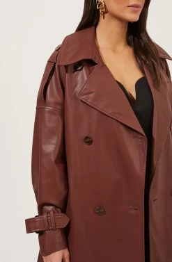 Peoria Belted Faux Leather Jacket -Chic Outfit Shop ACT16822 RUSTBROWN 3